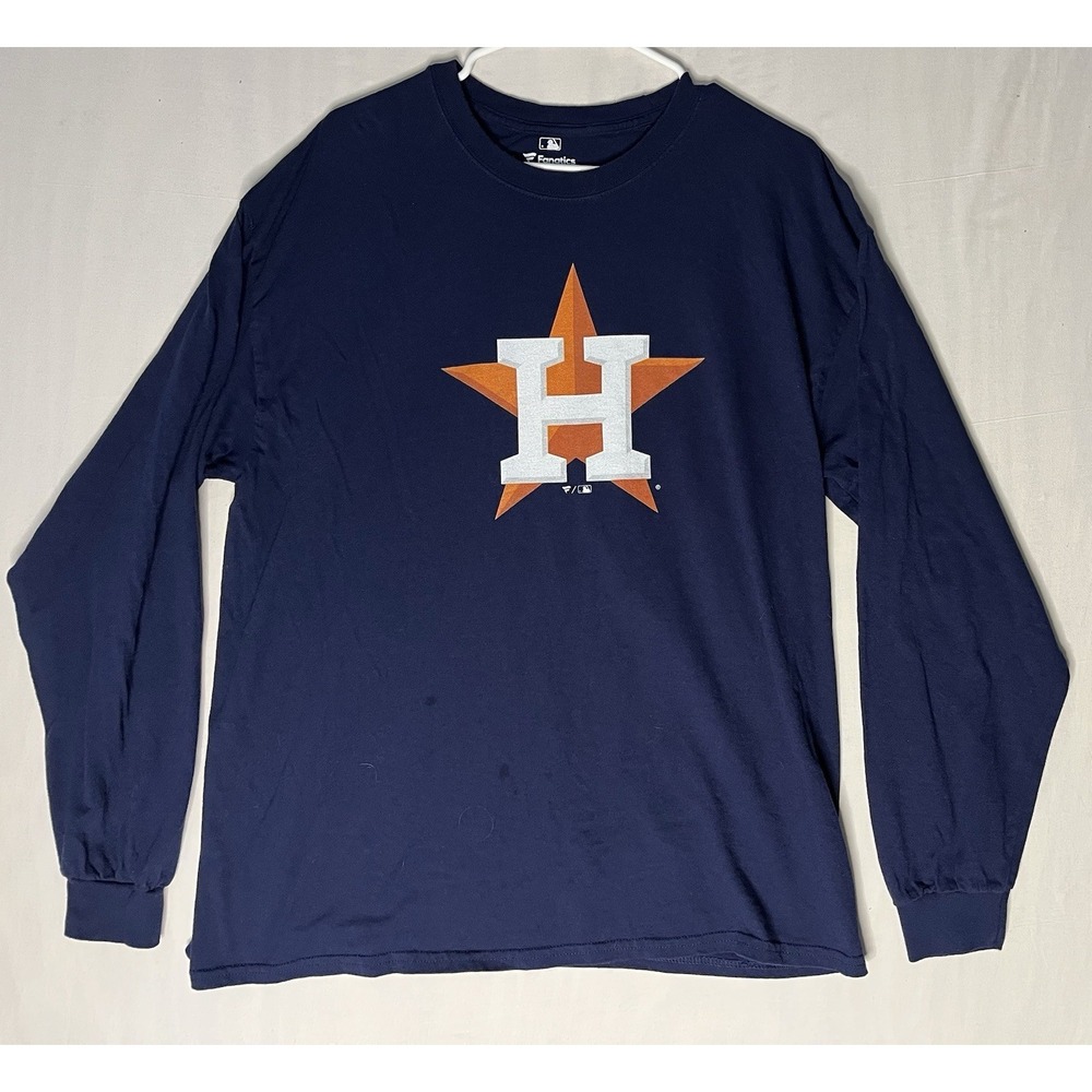 Fanatics Houston Astros Alex Bergman T Shirt Men's Size  O Blue Long Sleeve MLB